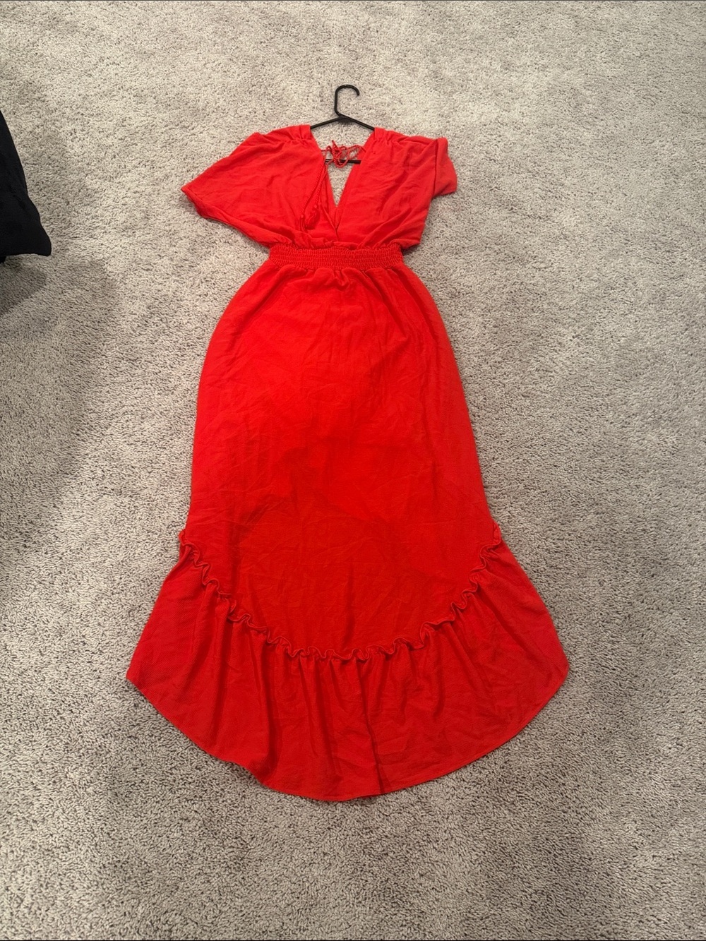 Flying Tomato Scarlet V-Neck High-Low Dress - Picture 7 of 7